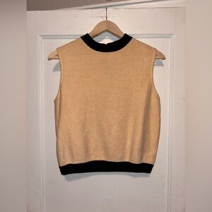 Vintage St John Marie Gray Santana Knit Cream Black Tank Top Small Work Career